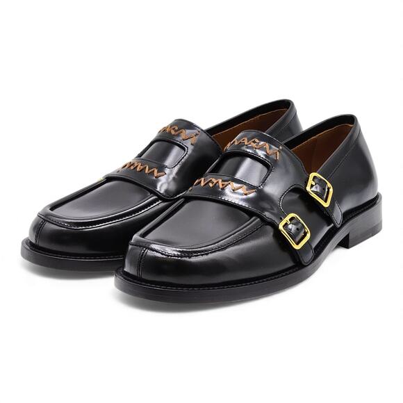 Marni Bambi 3.0 Double Buckle Leather Women's Loafers Black - NWB $1100 - Picture 2 of 8